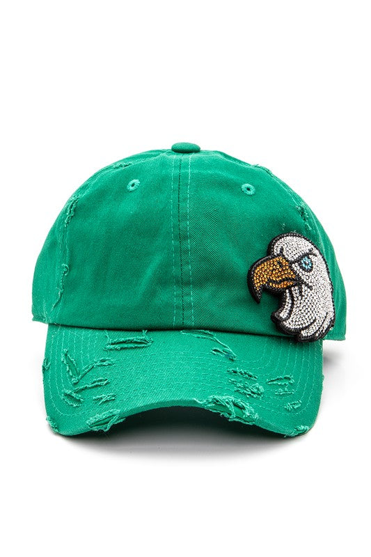 Rhinestone Eagle 3D Distressed Cotton Cap