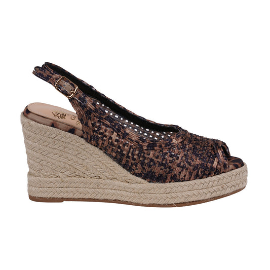 Women's Amira Leopard Woven Espadrille Wedge Sandals