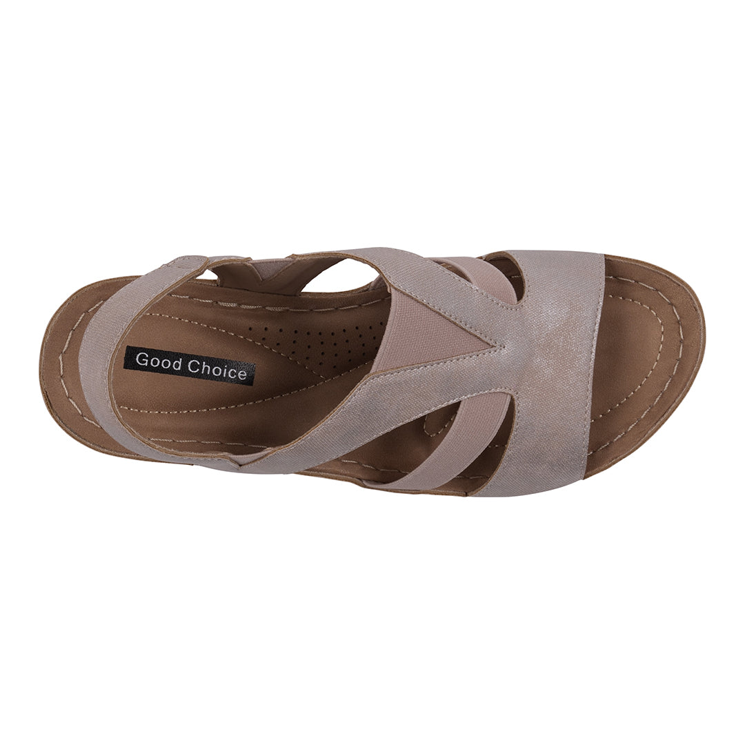 Banks Blush Cut Out Elastic Slingback Wedge Sandals