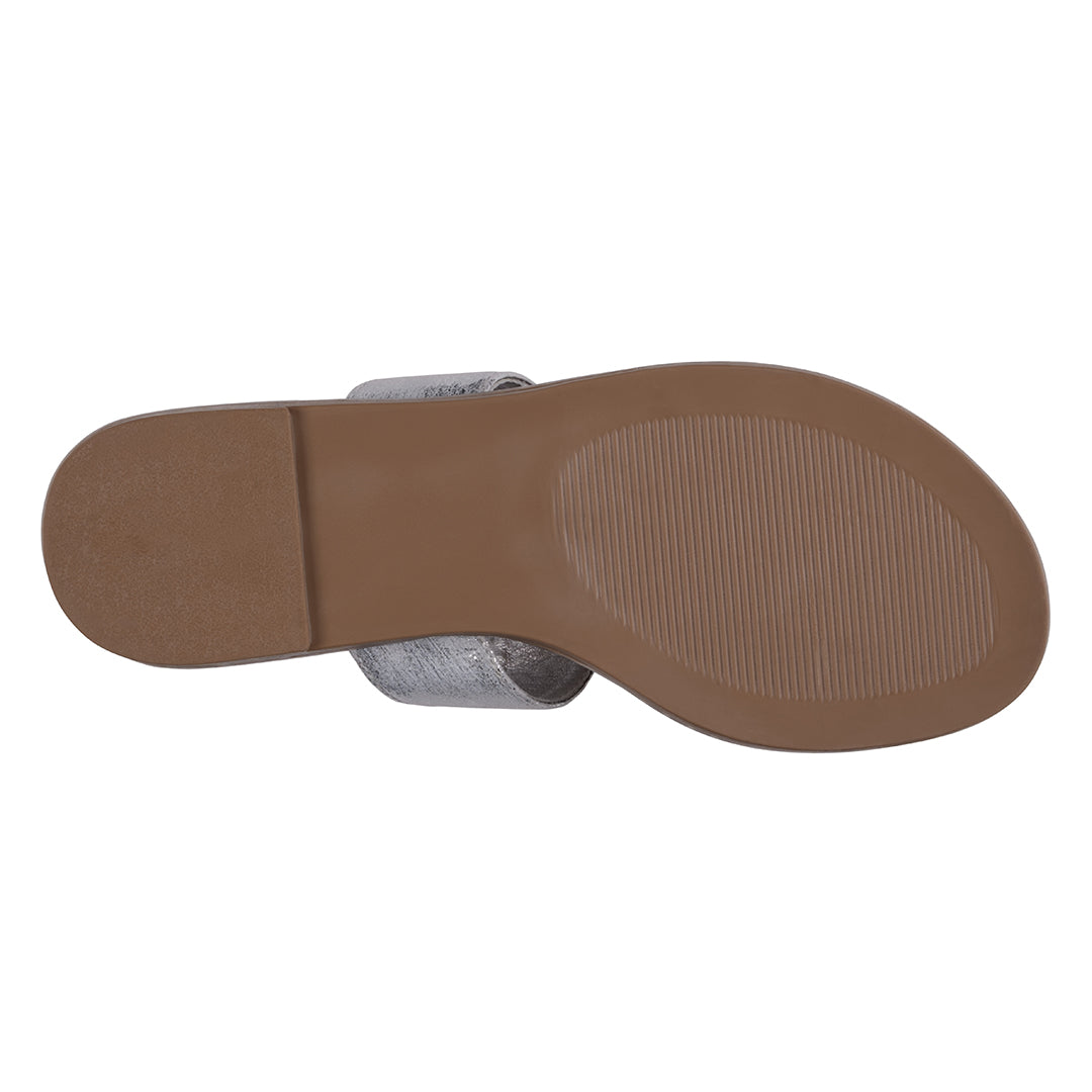 Women's Blossom Silver Embellished Flower Toe Ring Flat Sandals