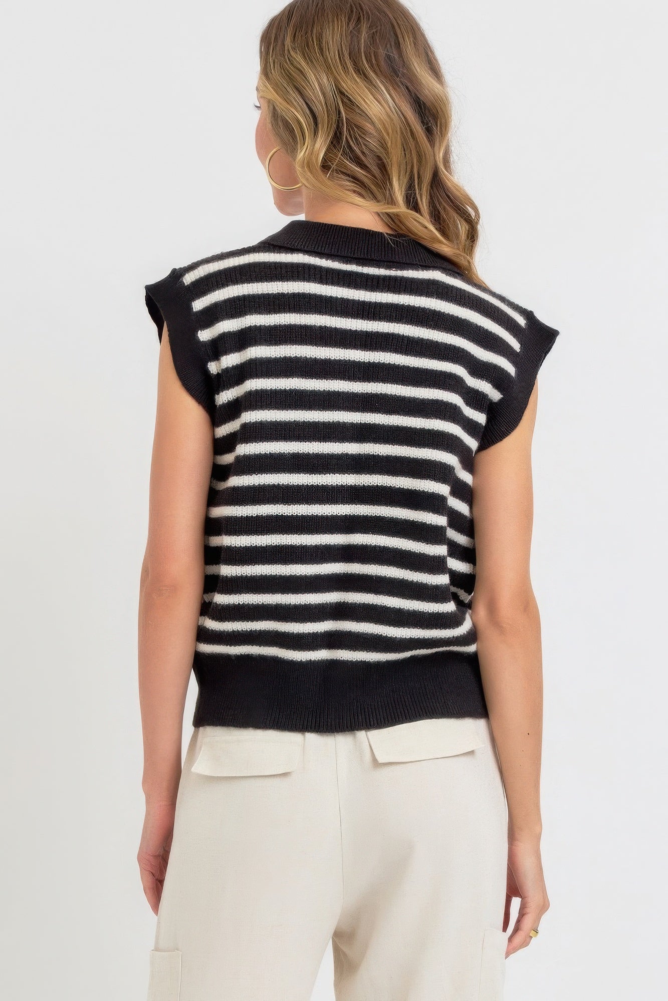 Flower Patch Stripe Knit Top - All Season Fashion