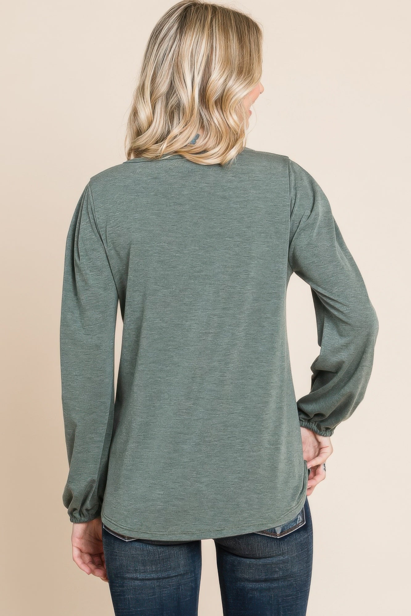 Solid Tr Spandex Long Sleeve Top - All Season Fashion