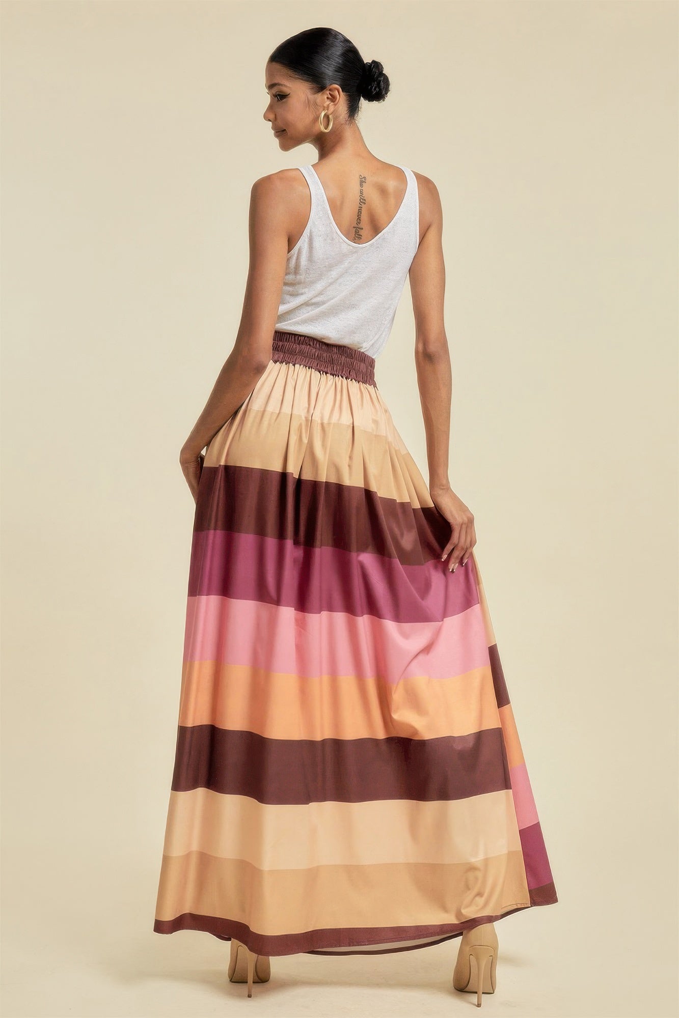 Color Block Maxi Skirt With Pockets - All Season Fashion