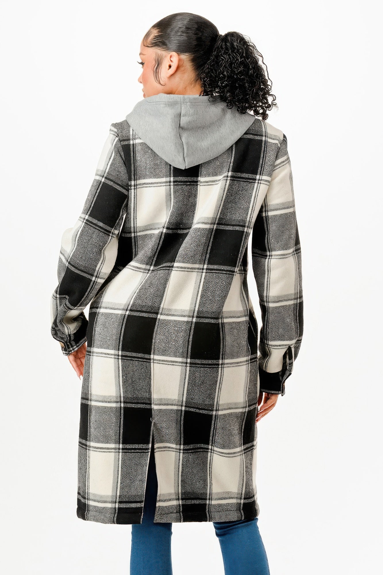 Hooded Plaid Coat - All Season Fashion