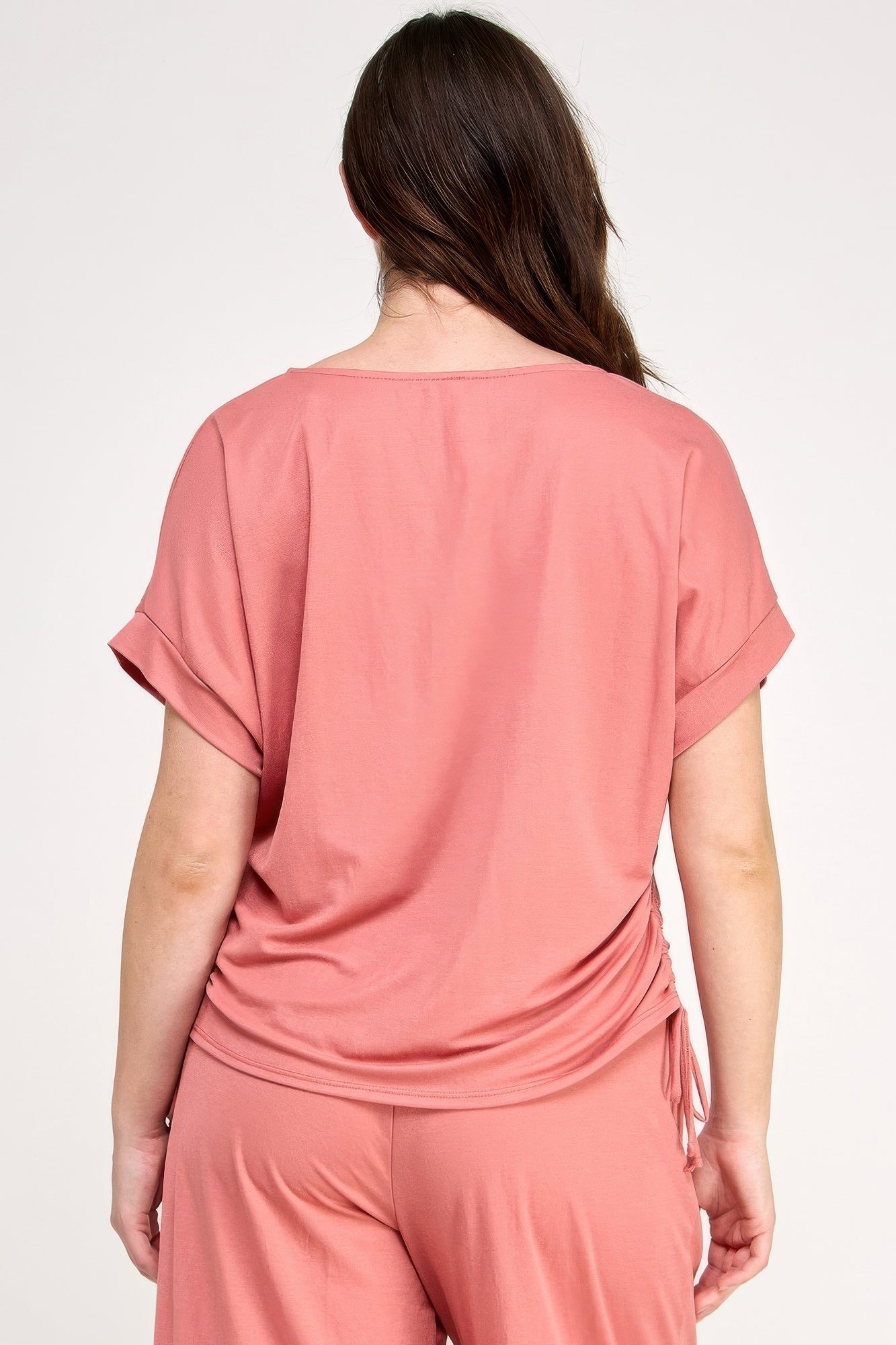 Plus Size Knit Linen Dolman Ruched Top - All Season Fashion