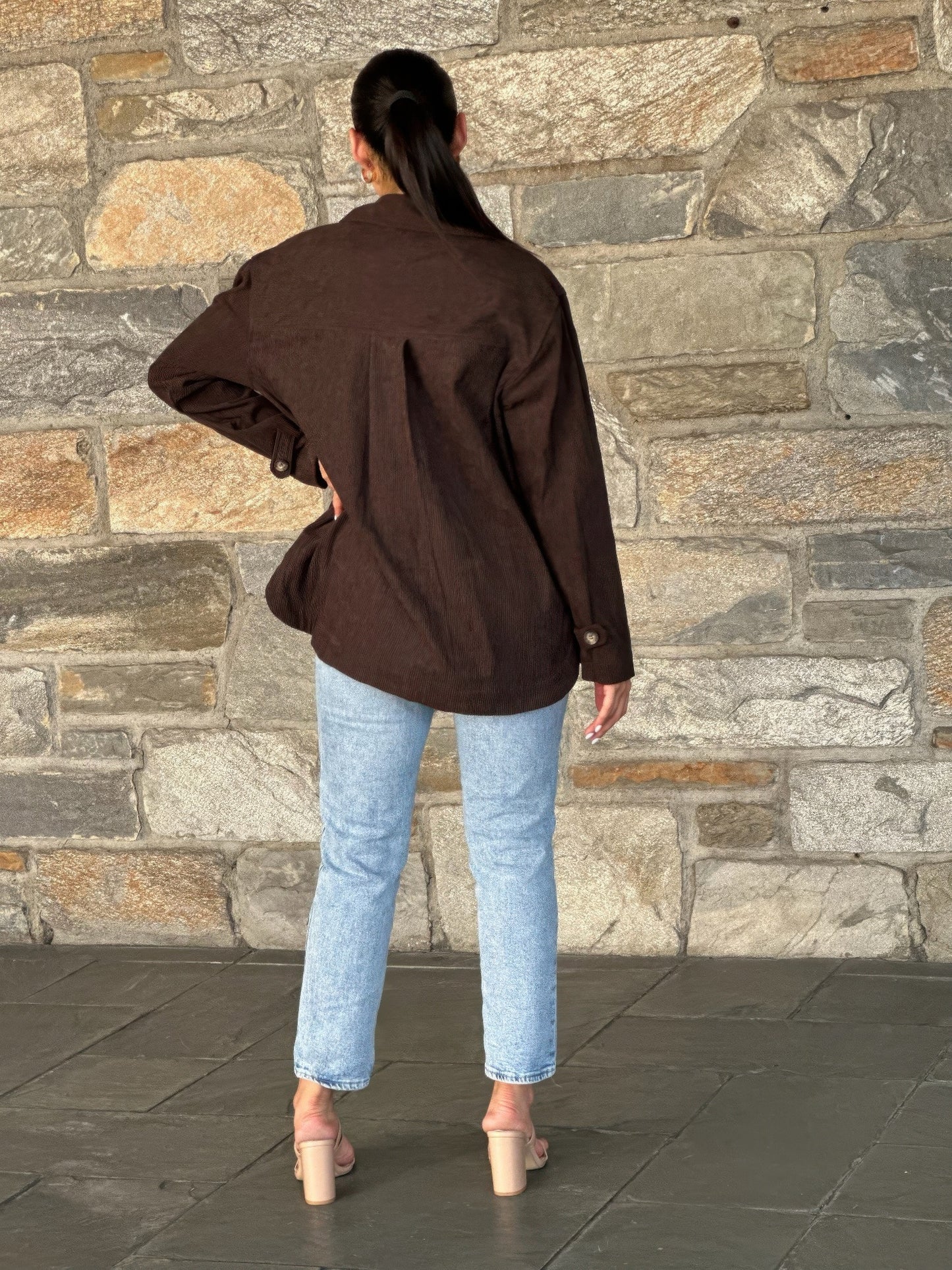 Oversized Corduroy Shacket Button Down Utility - All Season Fashion