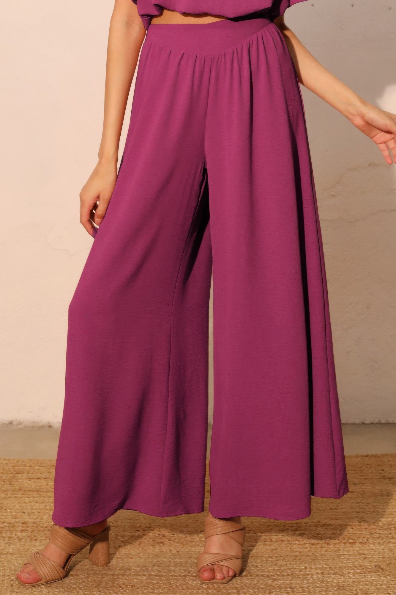 Matte Crepe Wide Leg Swing Pants - All Season Fashion