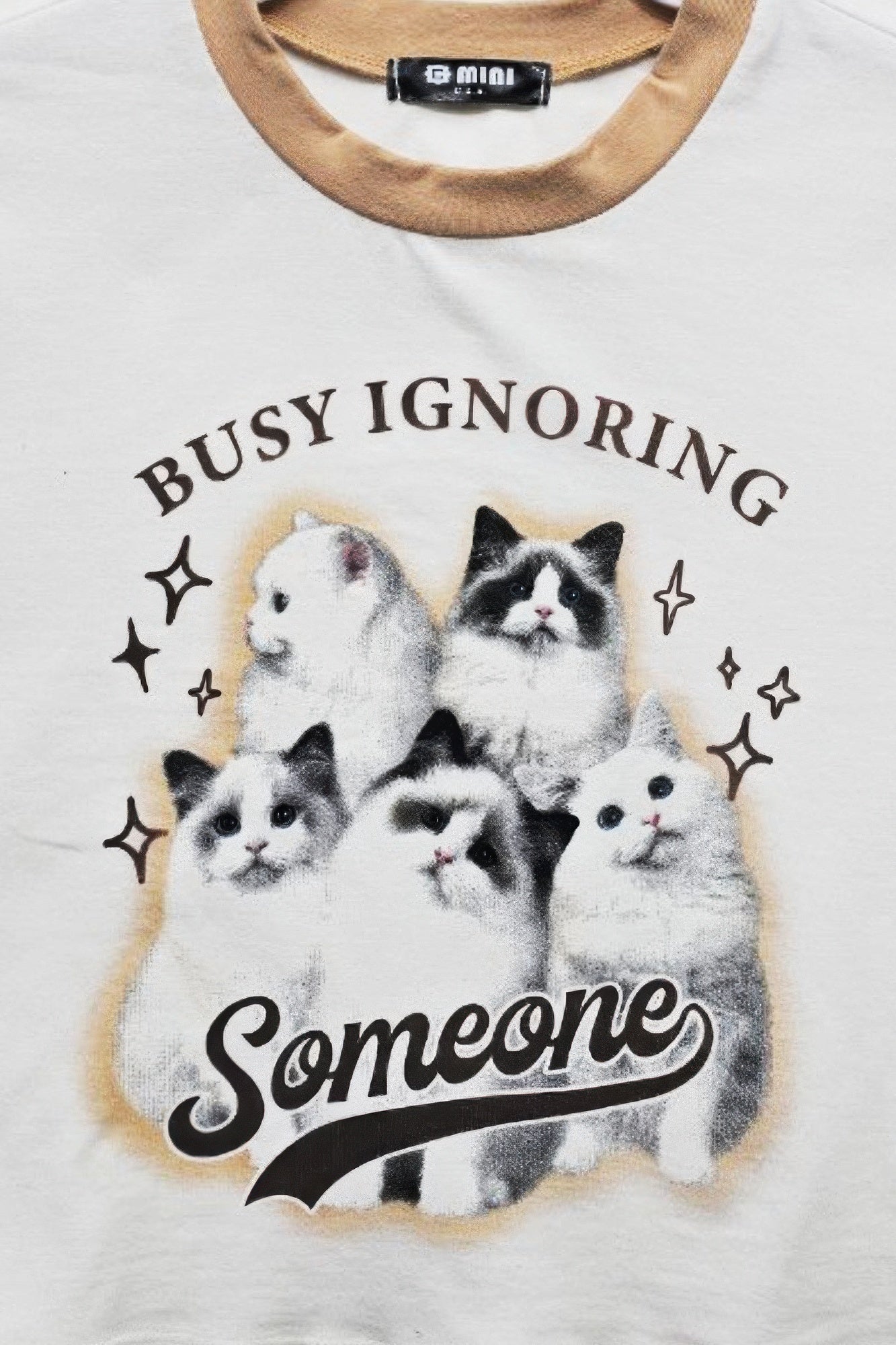 Busy Ignoring With Cats Graphic Ringer Top - All Season Fashion