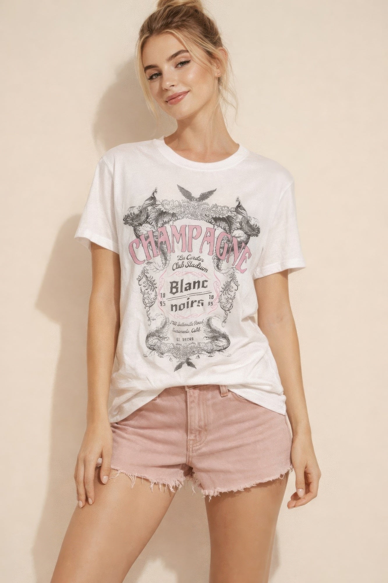 Champagne Rosé Crest Classic Tee - All Season Fashion