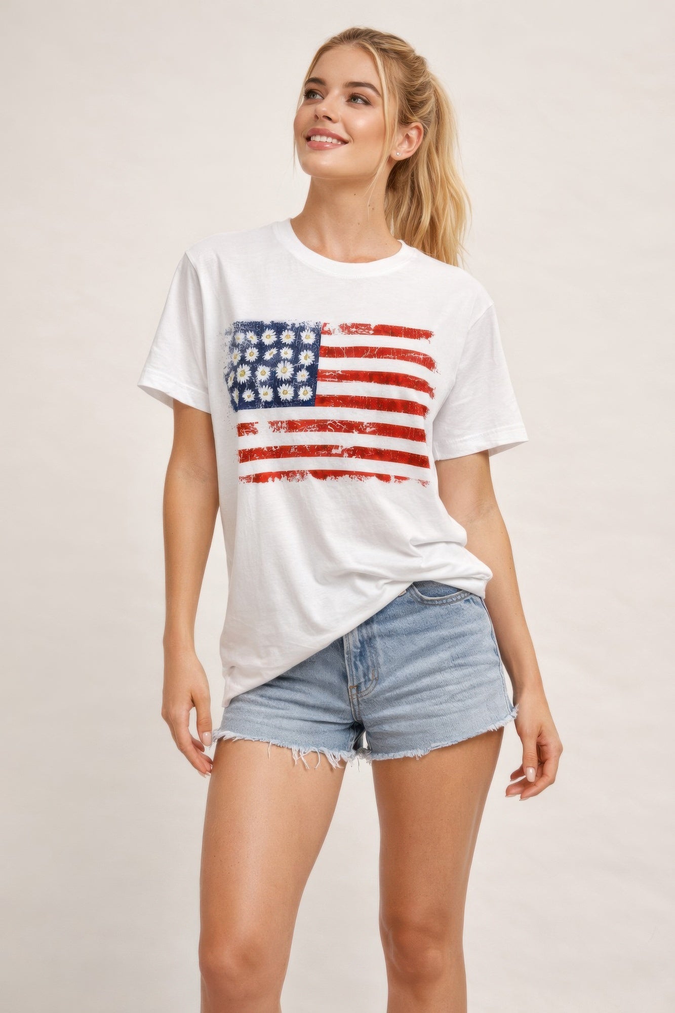 Vintage Americana Distressed Flag Graphic Tee - All Season Fashion