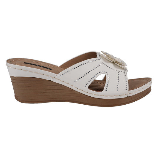 Women's Fiora White Floral Wedge Sandals