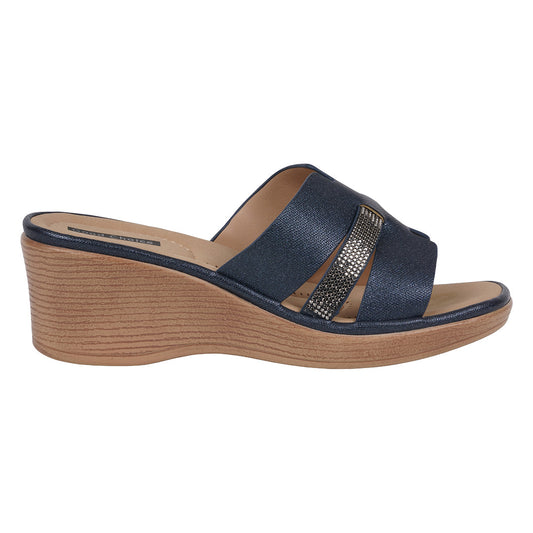 Women's Frances Navy Embellished Wedge Sandals