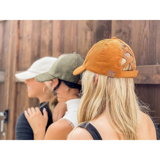 Corduroy Criss Cross High Pony C.C Ball Cap