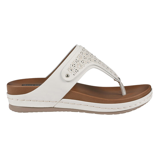 Women's Tani White Thong Wedge Sandals