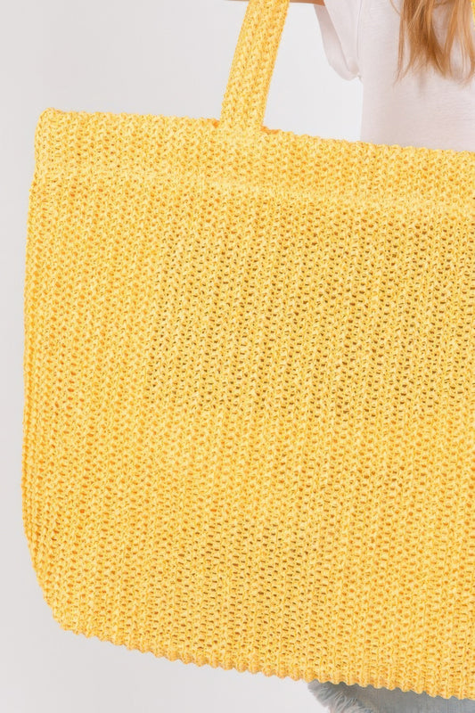 Solid Crochet Straw Bag - All Season Fashion