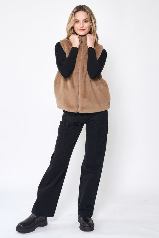 Solid Faux Fur Vest - All Season Fashion