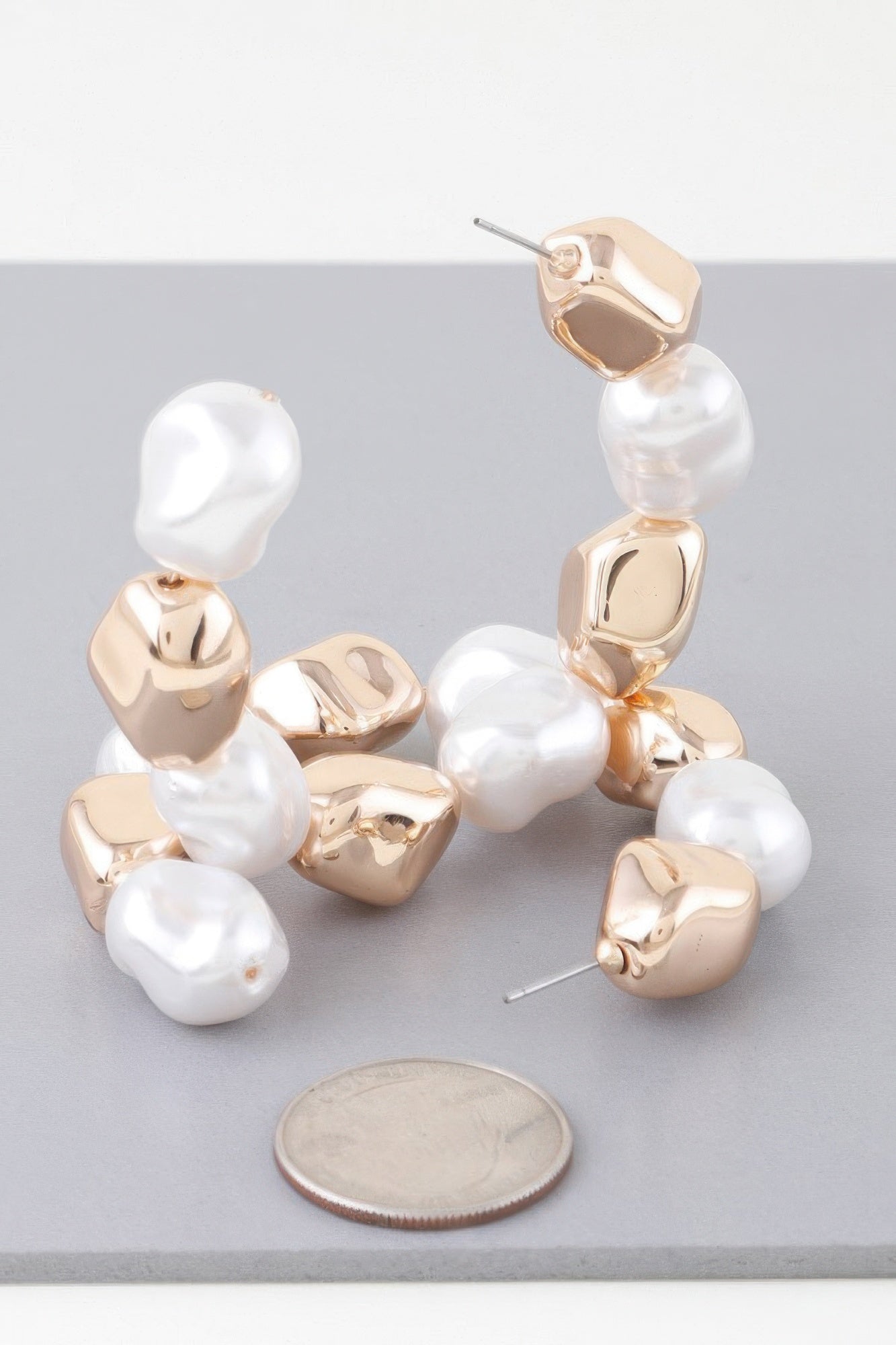 Shiny N Pearl Stone Hoop Earrings - All Season Fashion