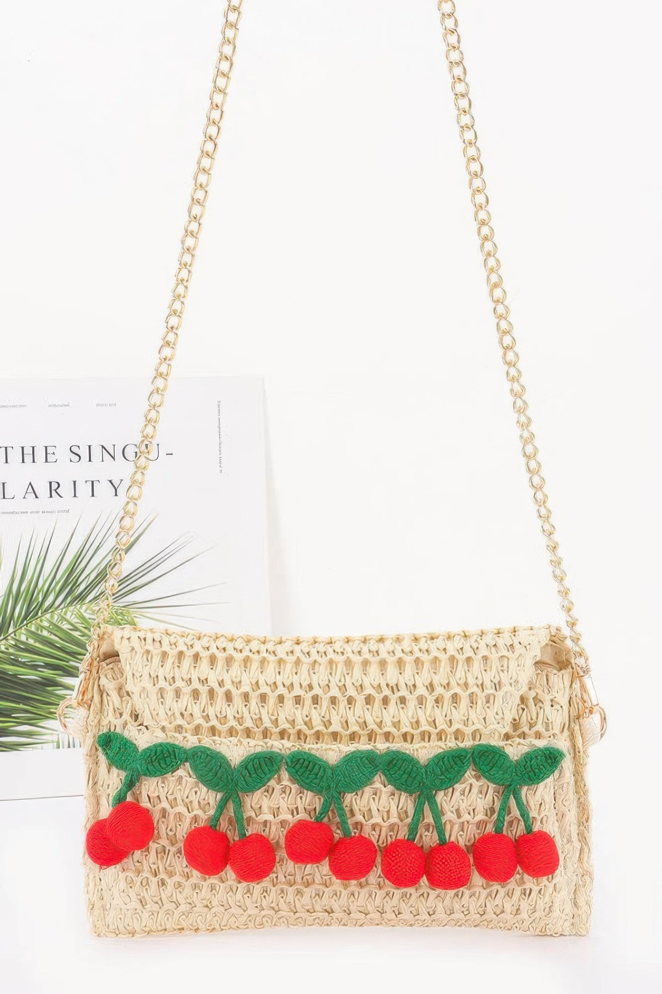 Faux Straw Cherry Clutch - All Season Fashion