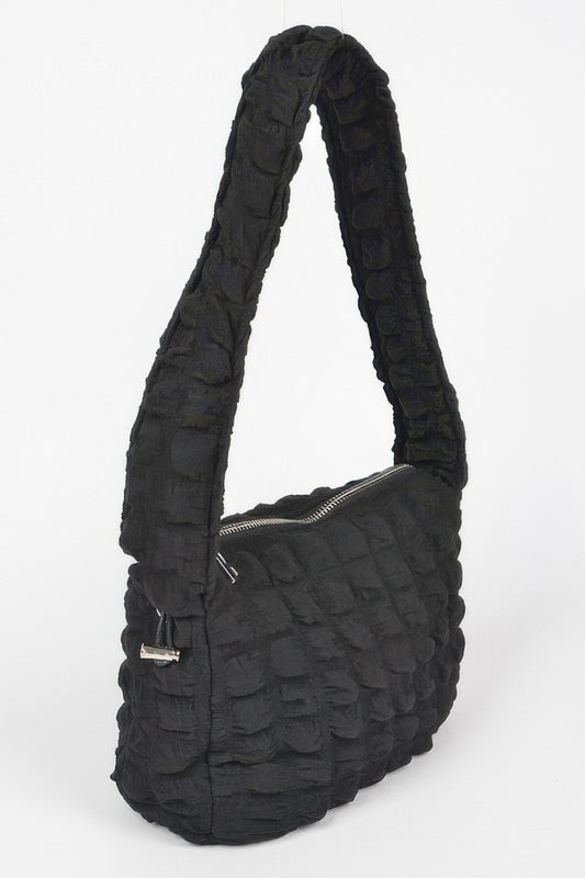 Embossed Cotton Shoulder Bag - All Season Fashion