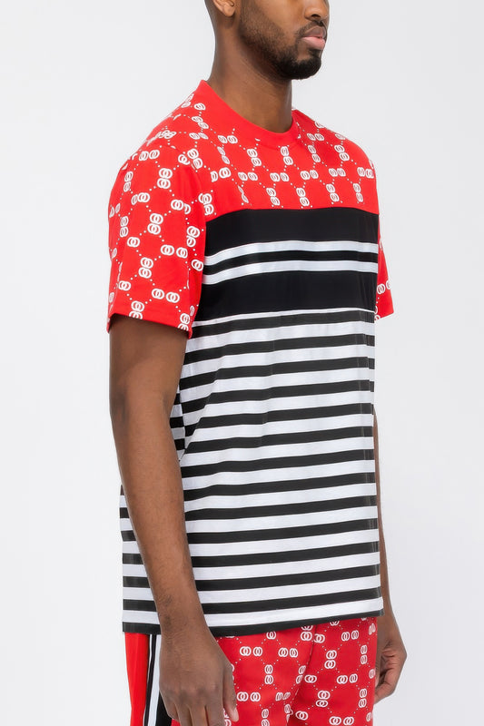 Chain Link Print Short Sleeve Tshirt - All Season Fashion