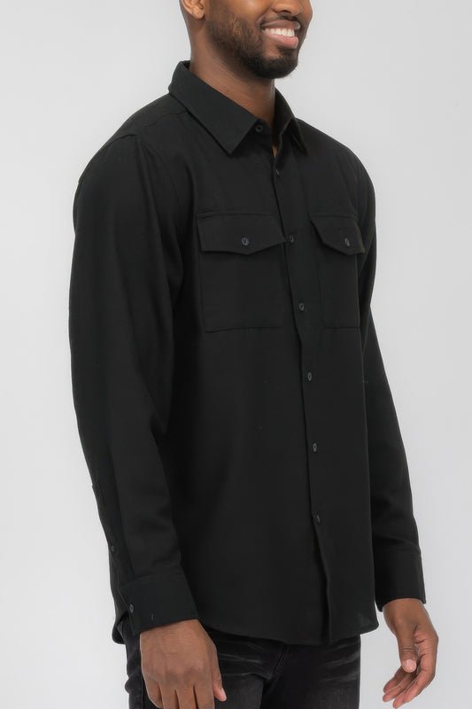 Mens Solid Flannel Shirt - All Season Fashion