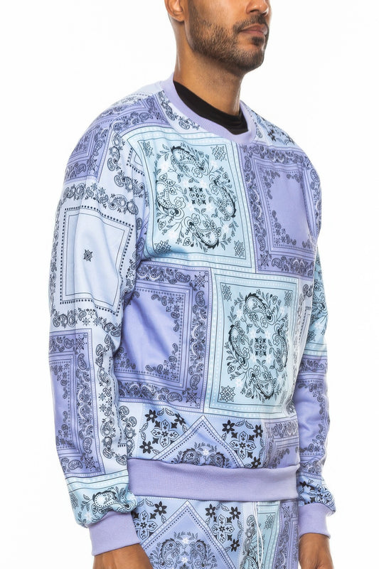 Paisley Bandana Print Crewneck - All Season Fashion