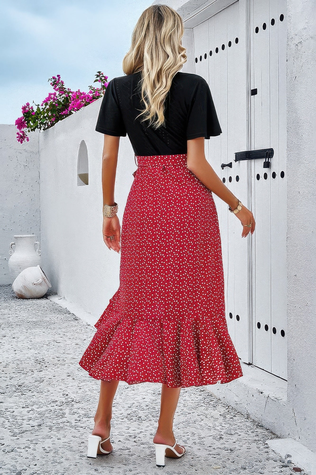 Cross Color Block Lace V Neck Belt Print Dress - All Season Fashion