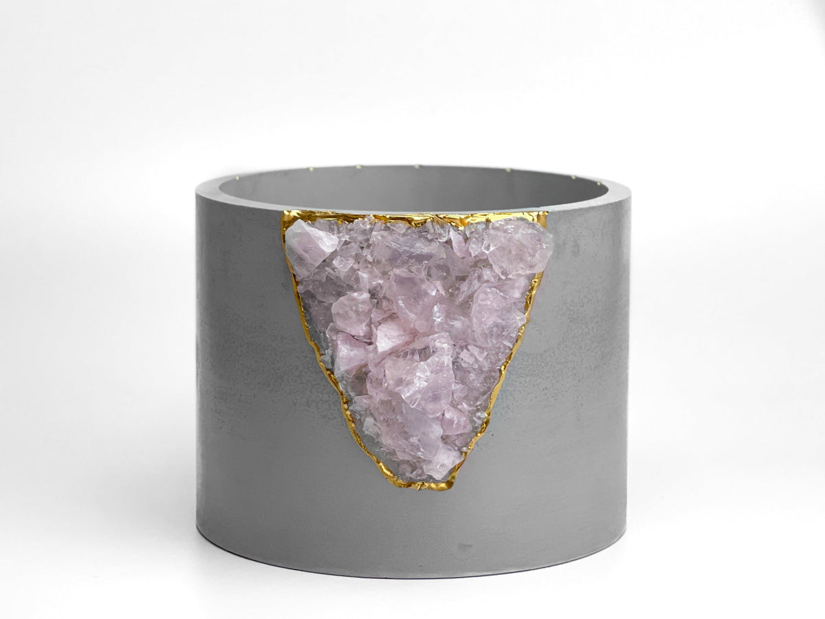 6 inch ROSE QUARTZ PLANTER
