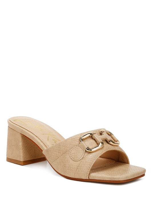 Bellamy Horsebit Detail Snake Print Sandals