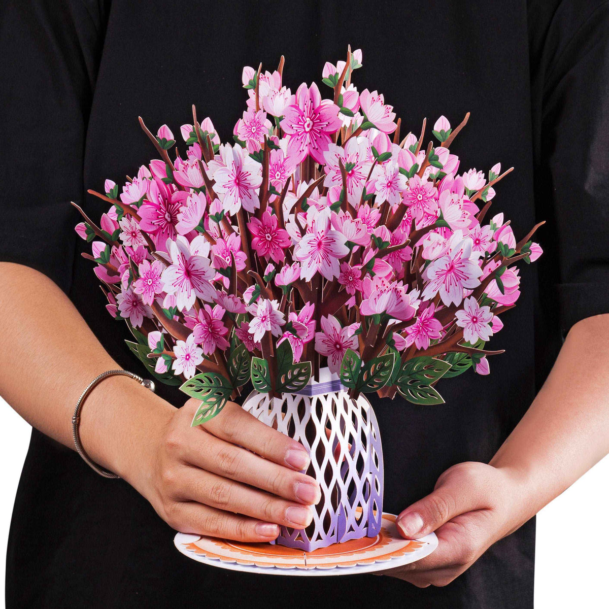 HugePop Cherry Blossom Pop Up Flower Bouquet with Detachable Flowers