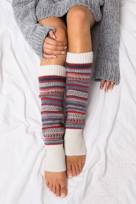 Cozy Short Fair Isle Knit Legwarmers – Soft Winter Cottagecore Layering Accessory