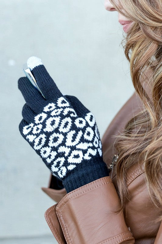 Leopard Stretch Touch Gloves
