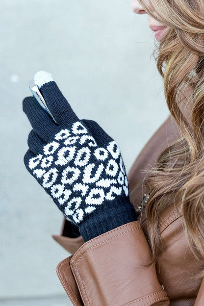 Leopard Stretch Touch Gloves