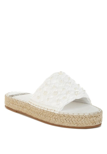 Yakna Pearl Embellished Woven Flats