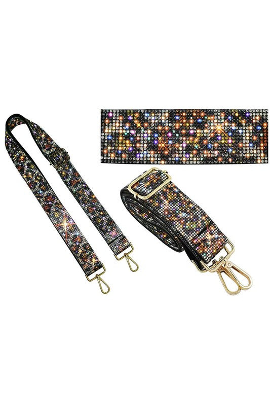 1.5 Inches Leopard Rhinestone Guitar Strap
