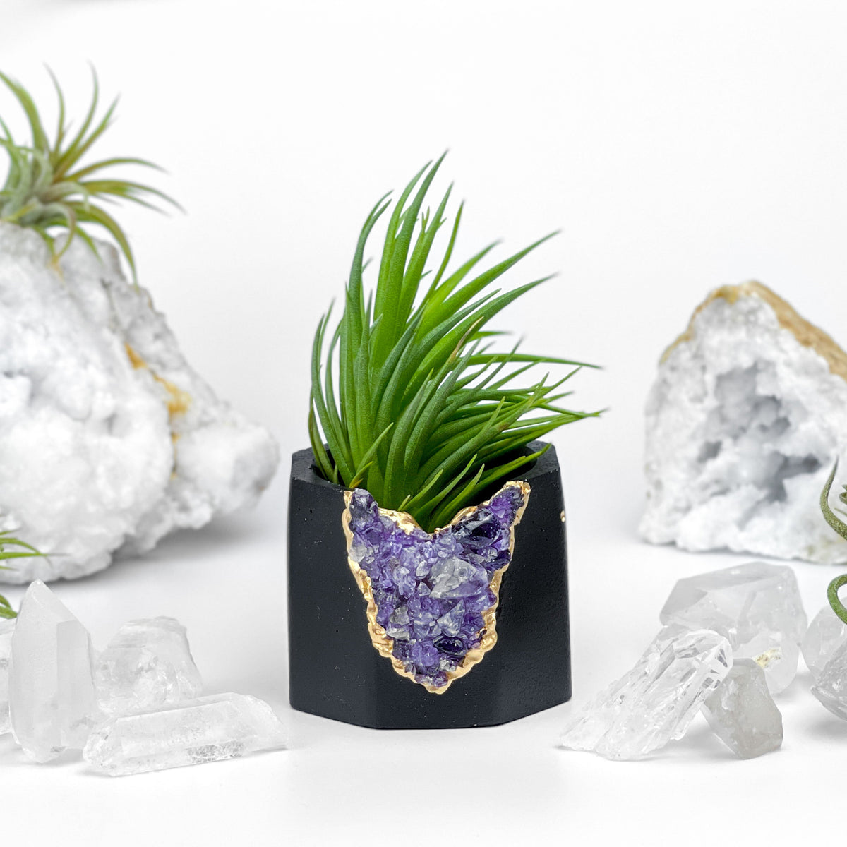 Black AMETHYST GEODE PLANTER