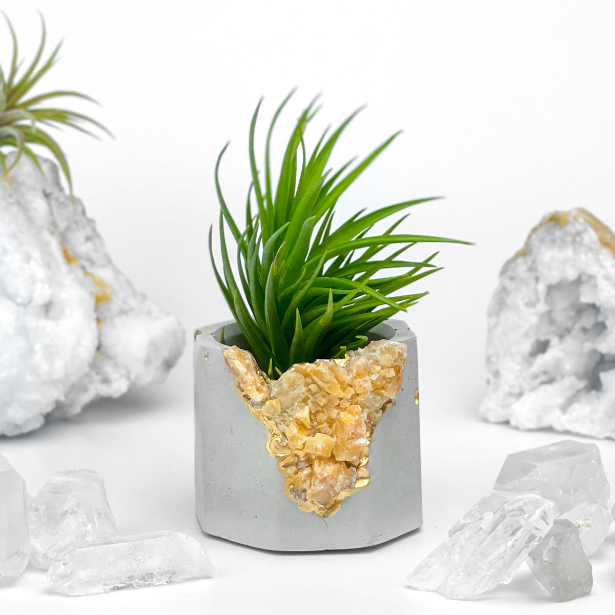 ORANGE CALCITE GEODE PLANTER