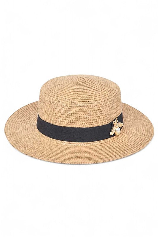 Iconic Bee Accent Straw Fedora Hat