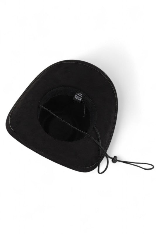 Faux Wool Felt Cowboy Hat with Metal Detail