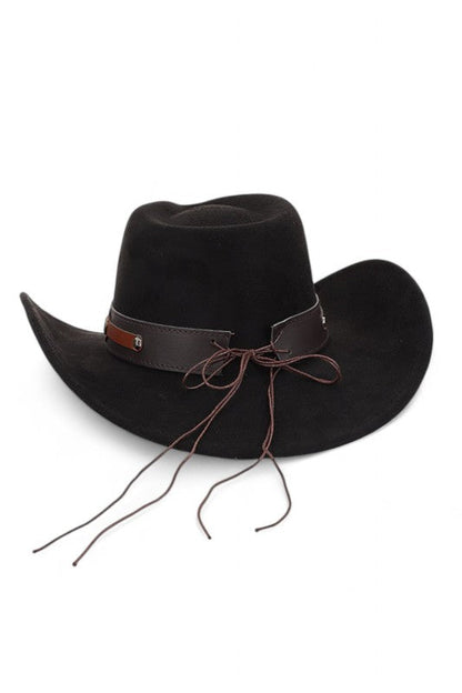 Faux Wool Felt Cowboy Hat with Metal Detail