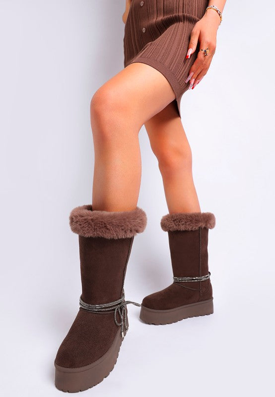 Olonya Fur Collar Anti-Skid Snow Boots