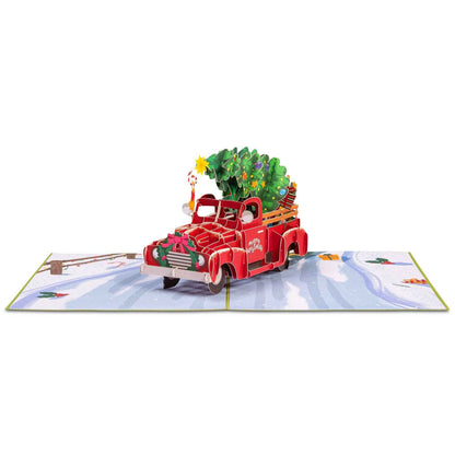 Christmas Red Truck Pop Up Card