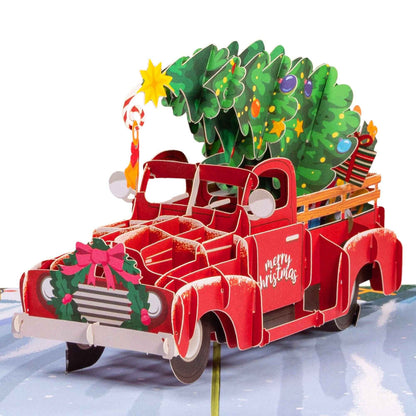 Christmas Red Truck Pop Up Card