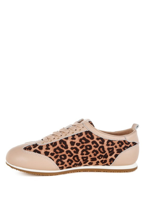 Narati Leopard Print Real Leather Sneakers