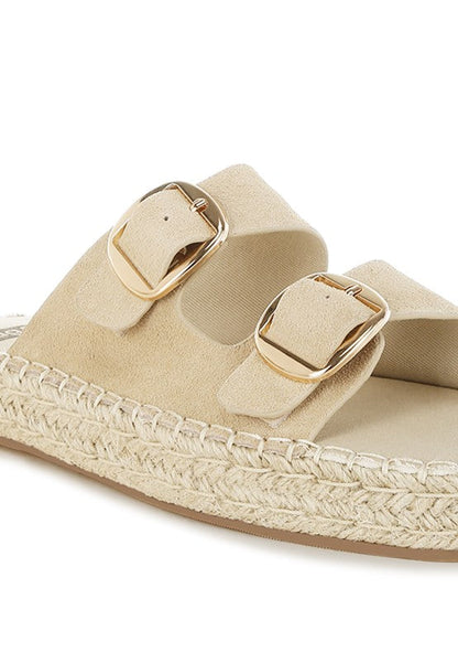 Kuopa Genuine Soft Leather Espadrille Flatform
