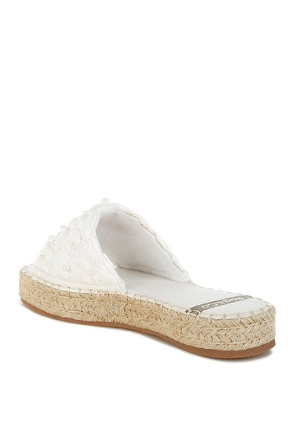 Yakna Pearl Embellished Woven Flats