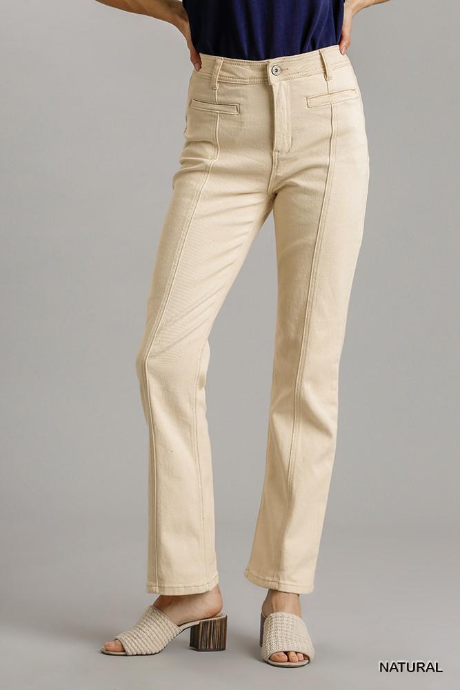 Panel Straight Cut Denim Jeans With Pockets - All Season Fashion
