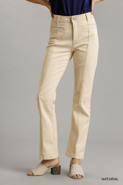 Panel Straight Cut Denim Jeans With Pockets - All Season Fashion