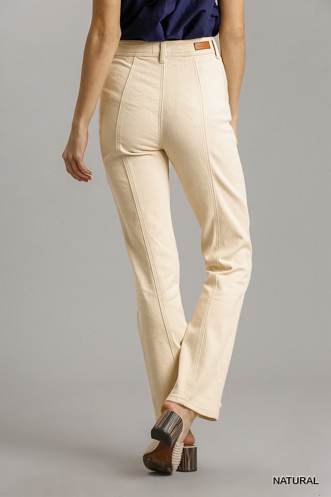 Panel Straight Cut Denim Jeans With Pockets - All Season Fashion