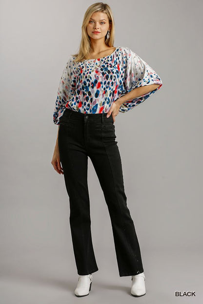 Panel Straight Cut Denim Jeans With Pockets - All Season Fashion